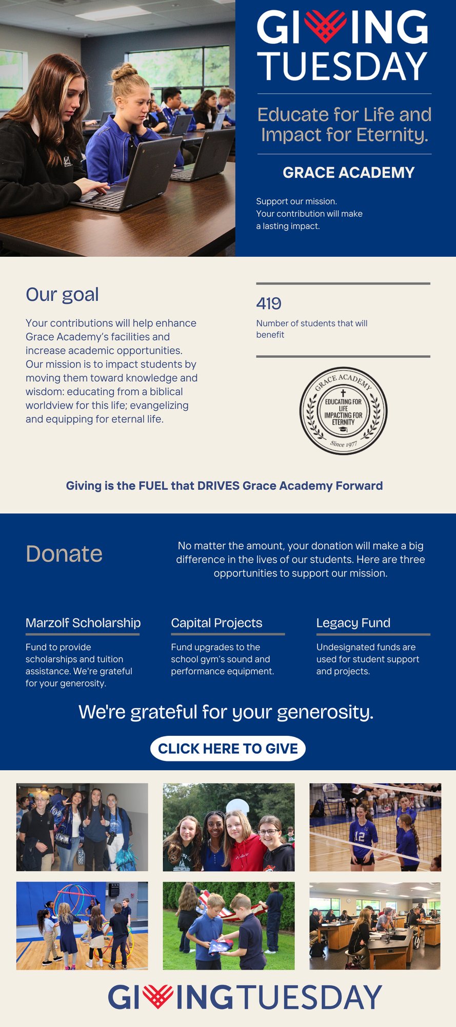 Giving Tuesday Grace Academy
